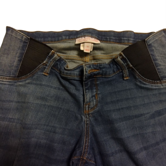 EUC Isabel By Ingrid & Isabel Distressed Blue Skinny Maternity Jeans Size 12 - Picture 2 of 5